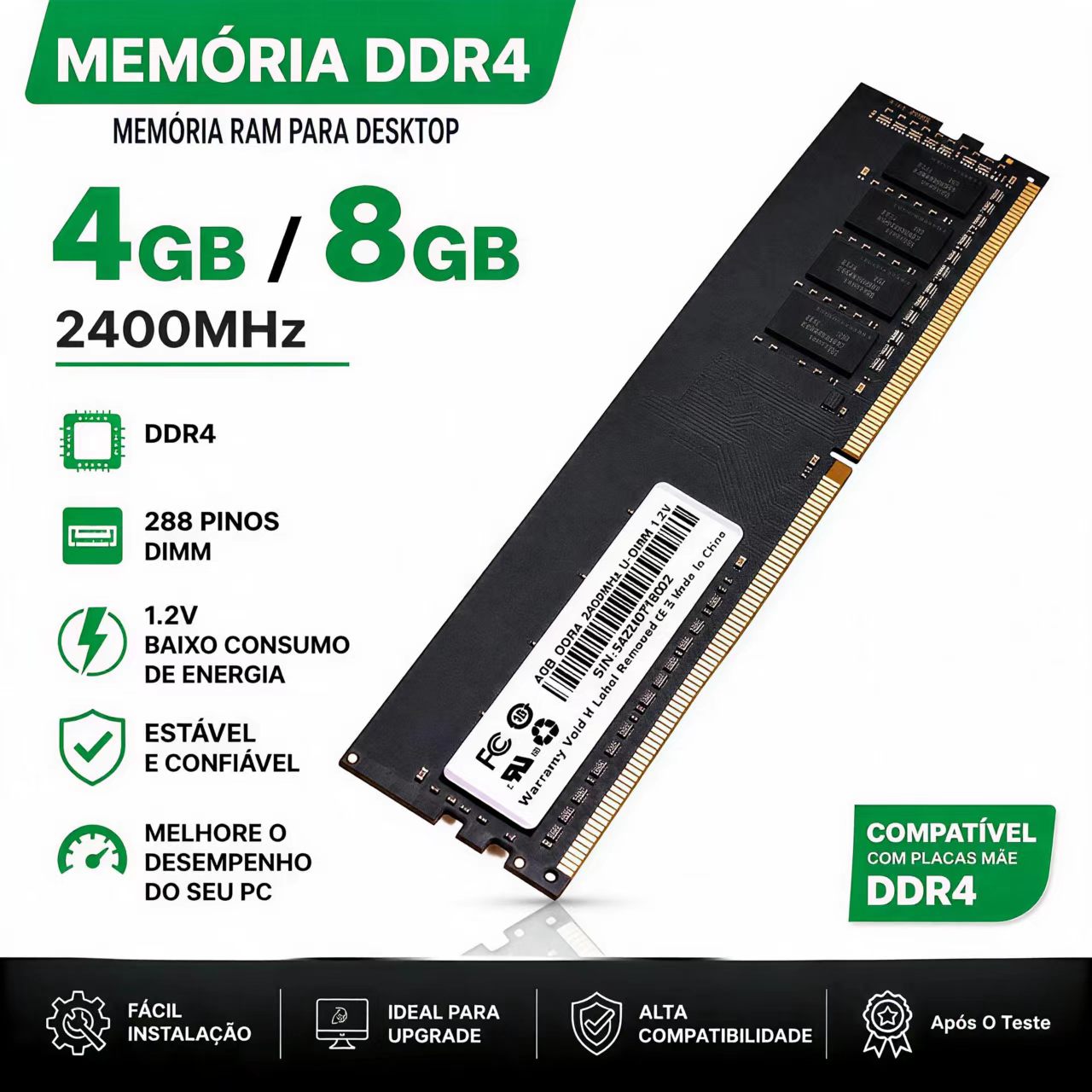 Mémoire DDR4 RAM 4 Go 8 Go 240 - Ddr4 2400Mhz avis et prix